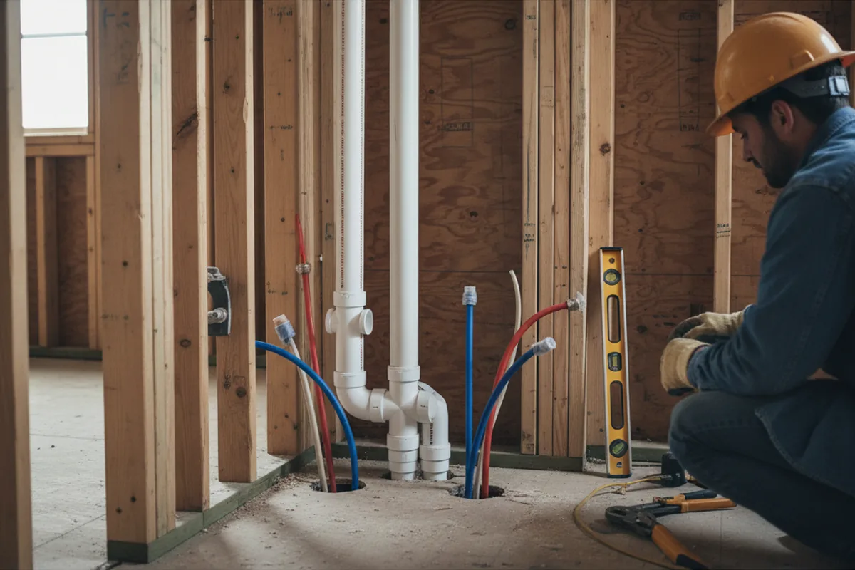 Drain and supply rough-in during Sump Pump Repair in Paint Rock
